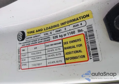 2009 Ford Flex Limited from USA, damaged, VIN 2FMDK53C49BA09614